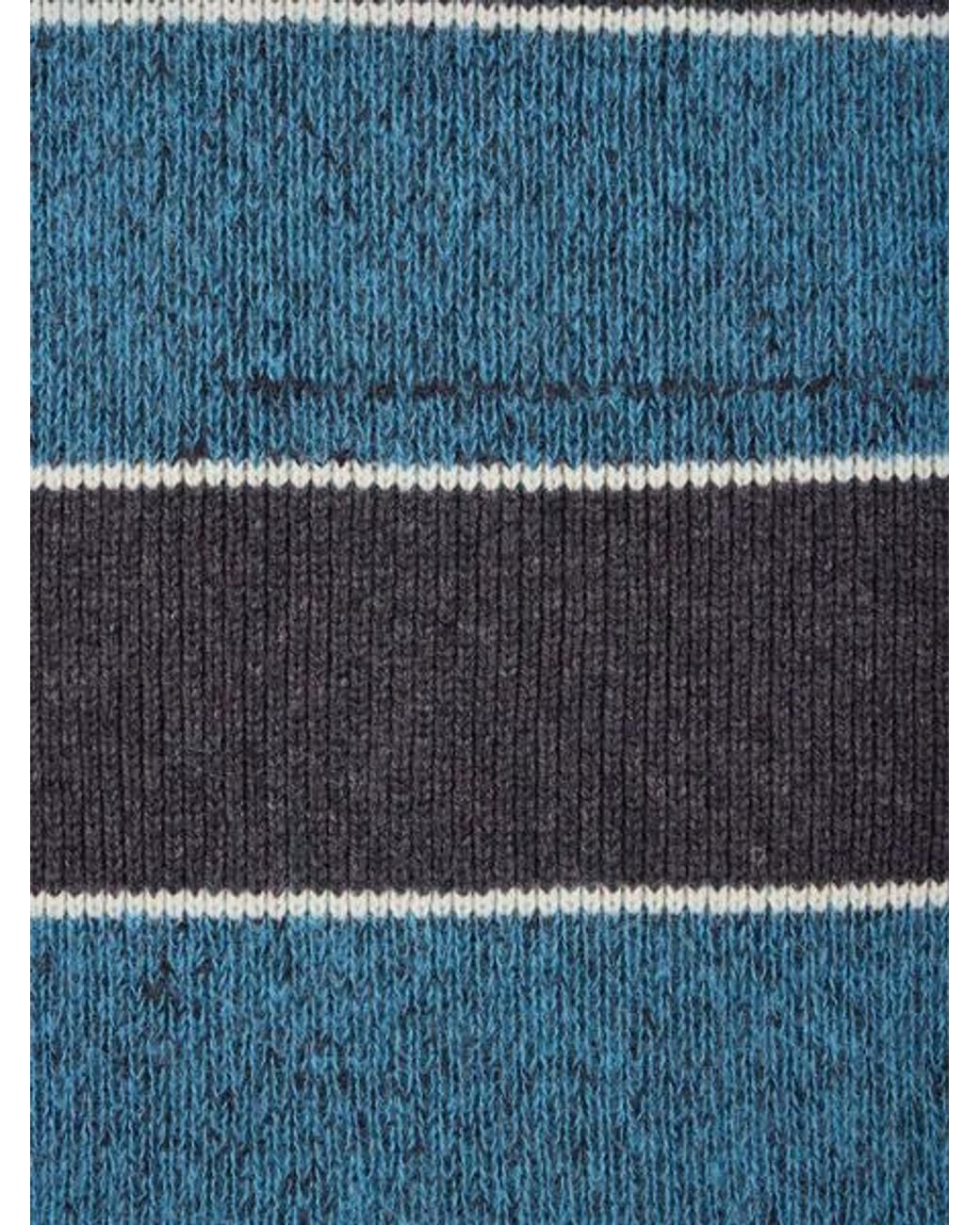 Paul Smith Blue Mohair Block Stripe Scarf