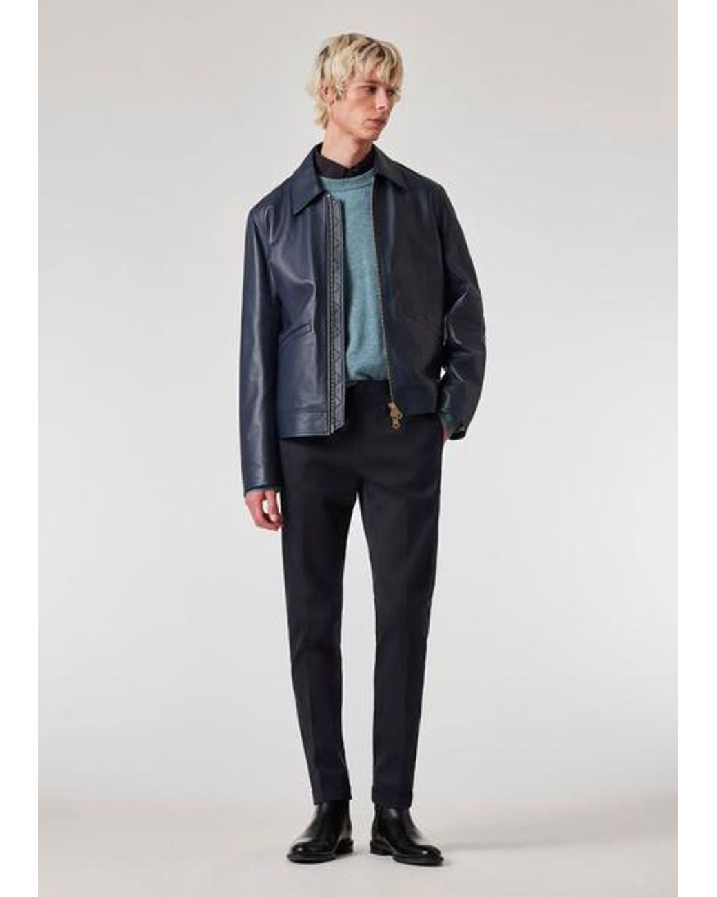 Paul Smith Blue Slim-Fit Dark Cotton-Stretch Chinos for men