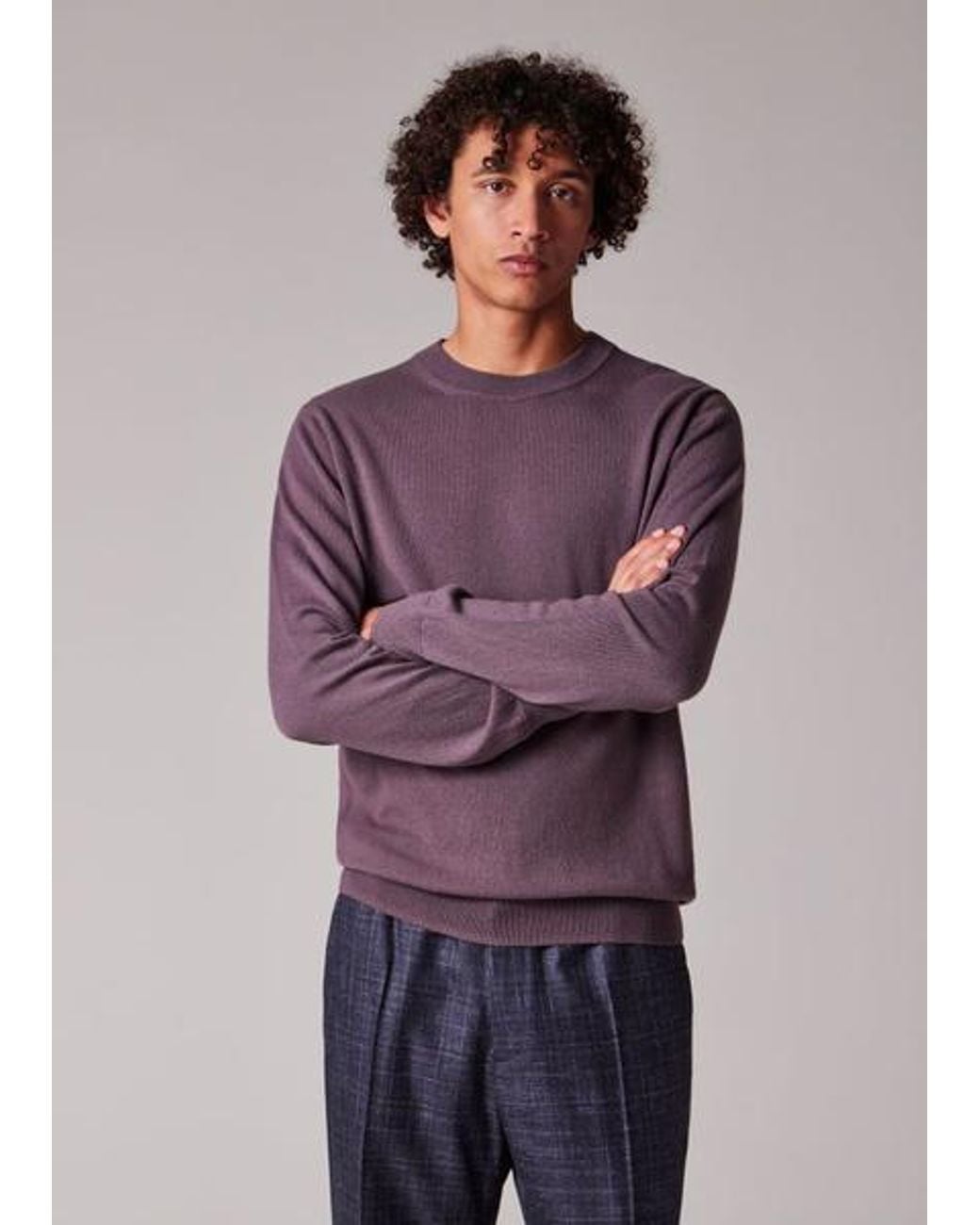 Paul Smith Purple Mauve Cashmere Crew Neck Sweater for men