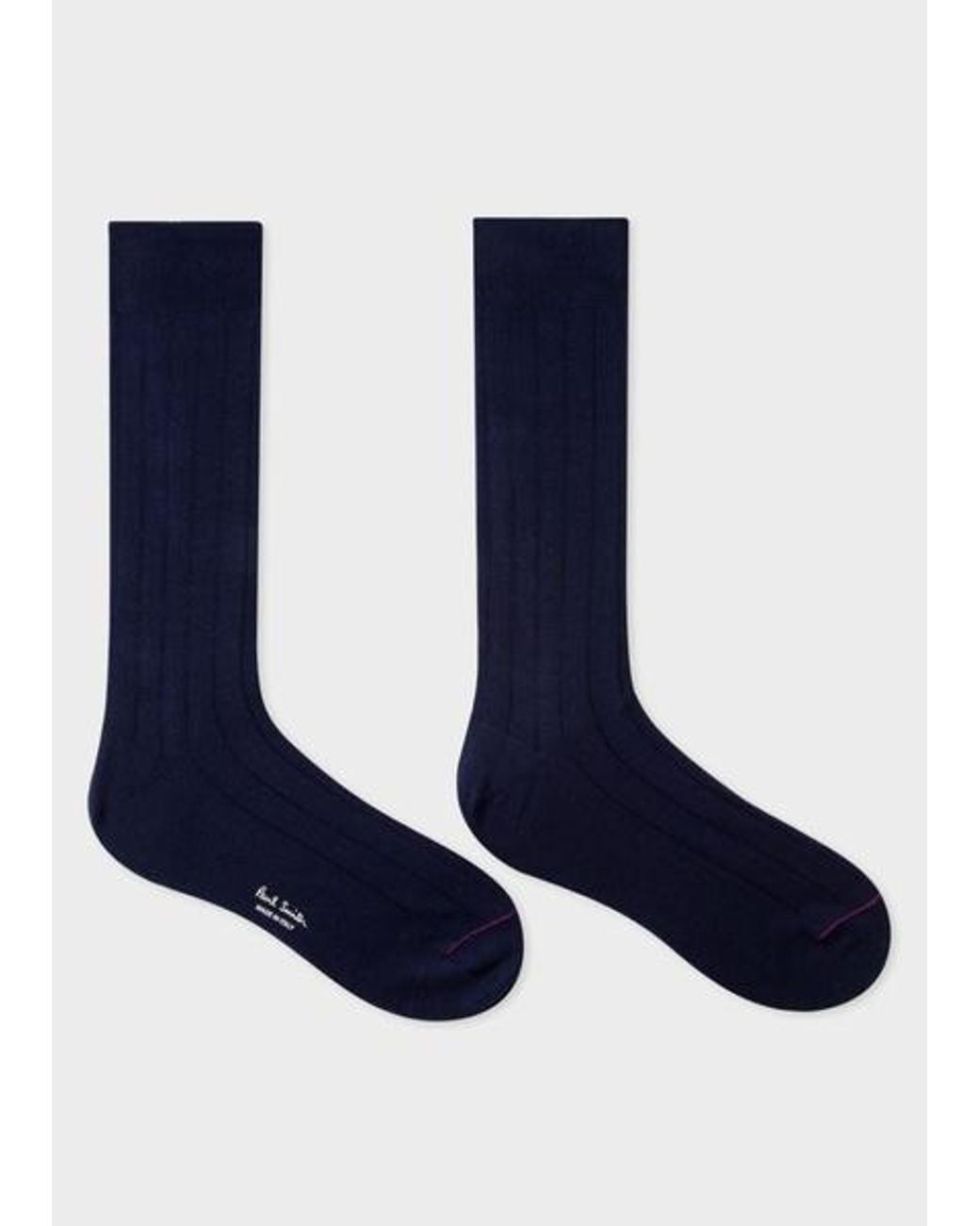 Paul Smith Blue Cotton-Blend Ribbed Socks for men