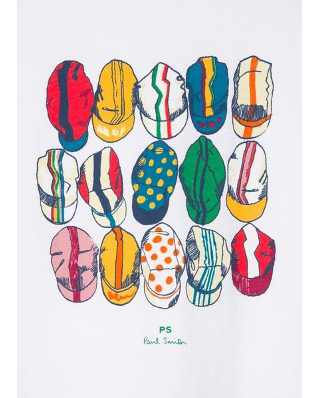 Paul Smith White 'Cycling Caps' Cotton T-Shirt for men