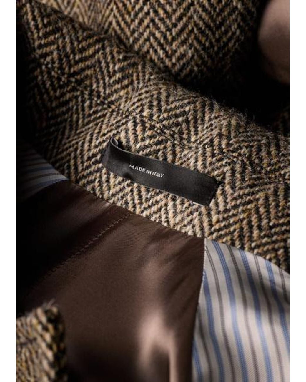 Paul Smith Black Light Harris Tweed Herringbone Belted Coat