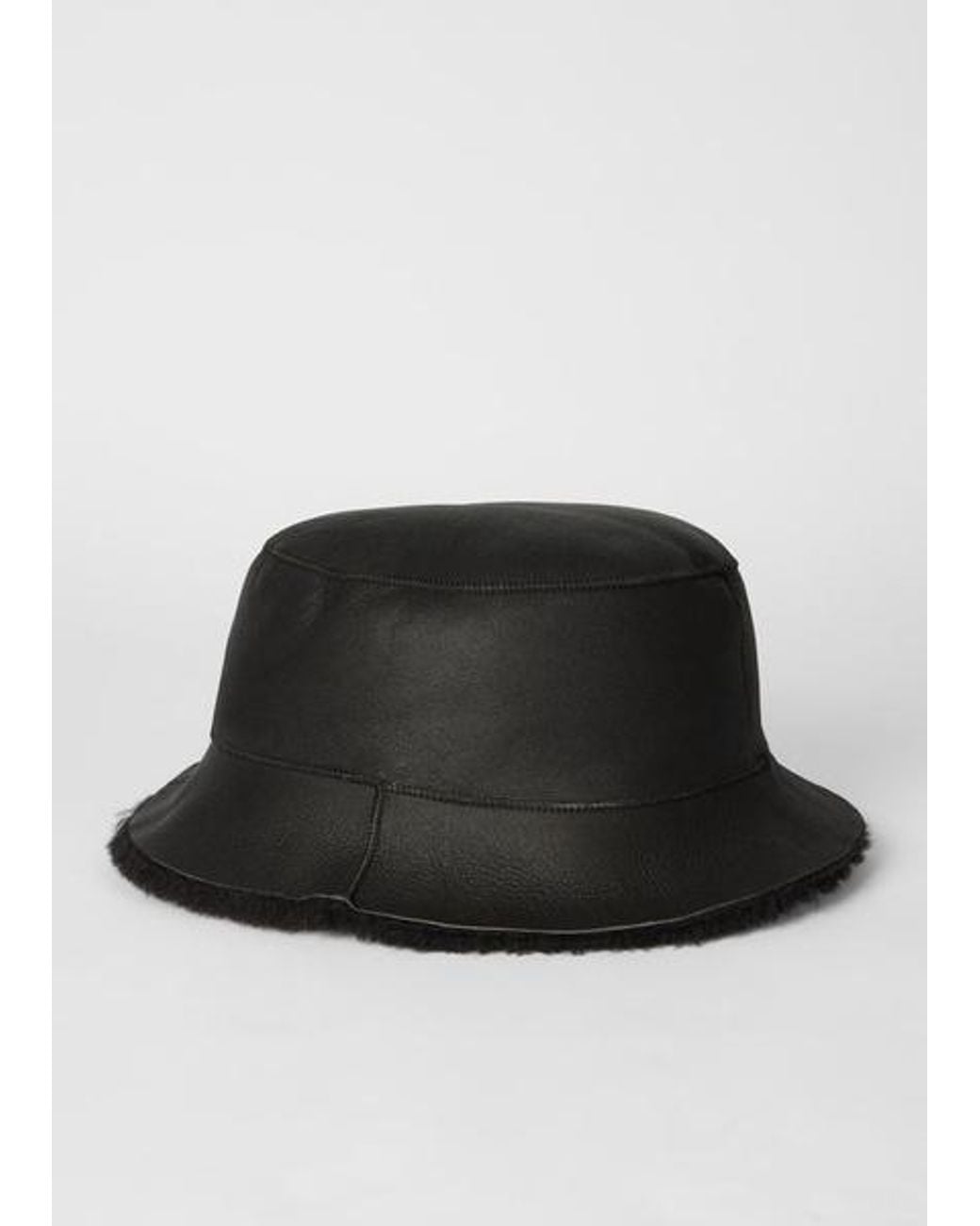 Paul Smith Black Leather Bucket Hat