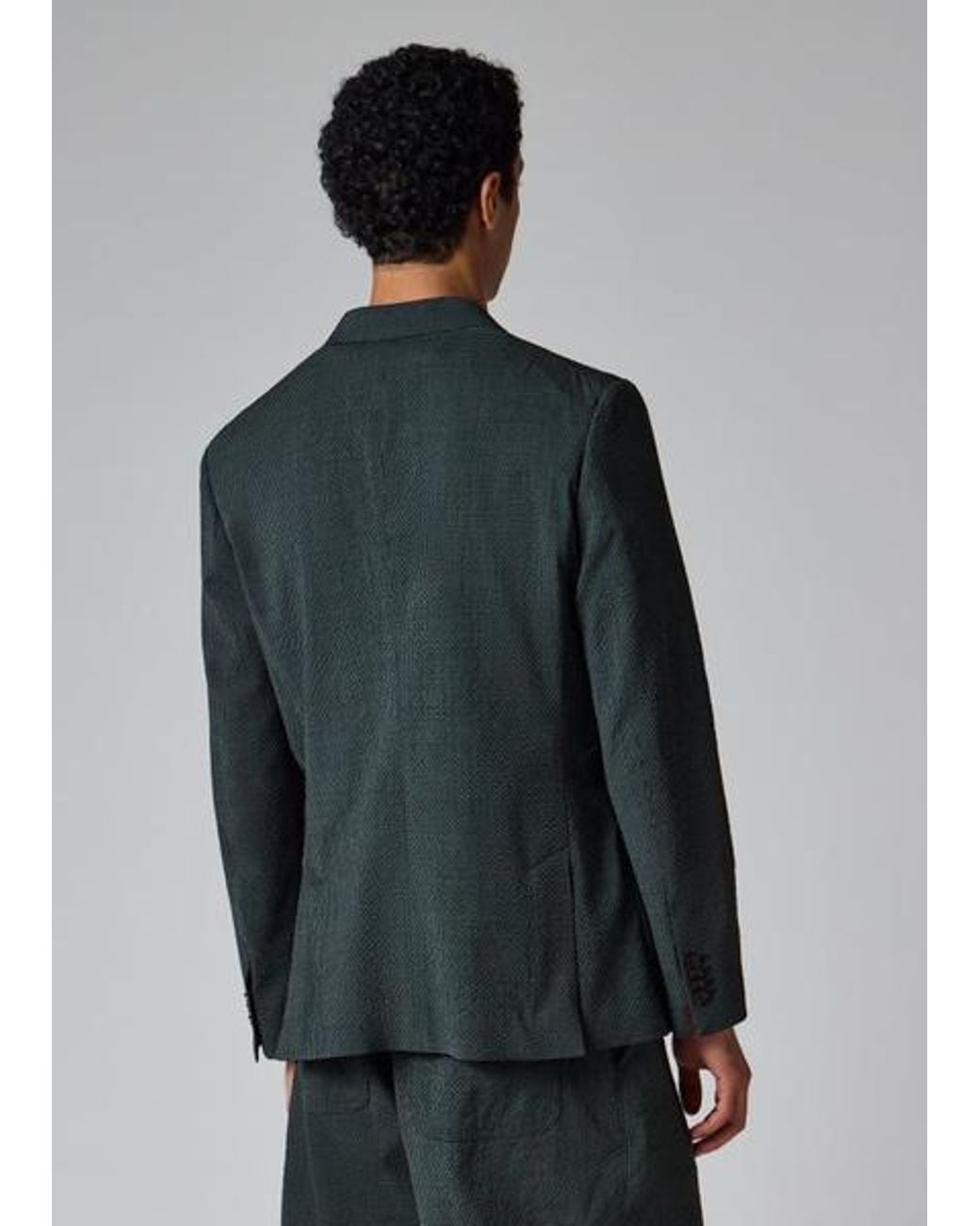 Paul Smith Gray Dark Seersucker Check Blazer for men