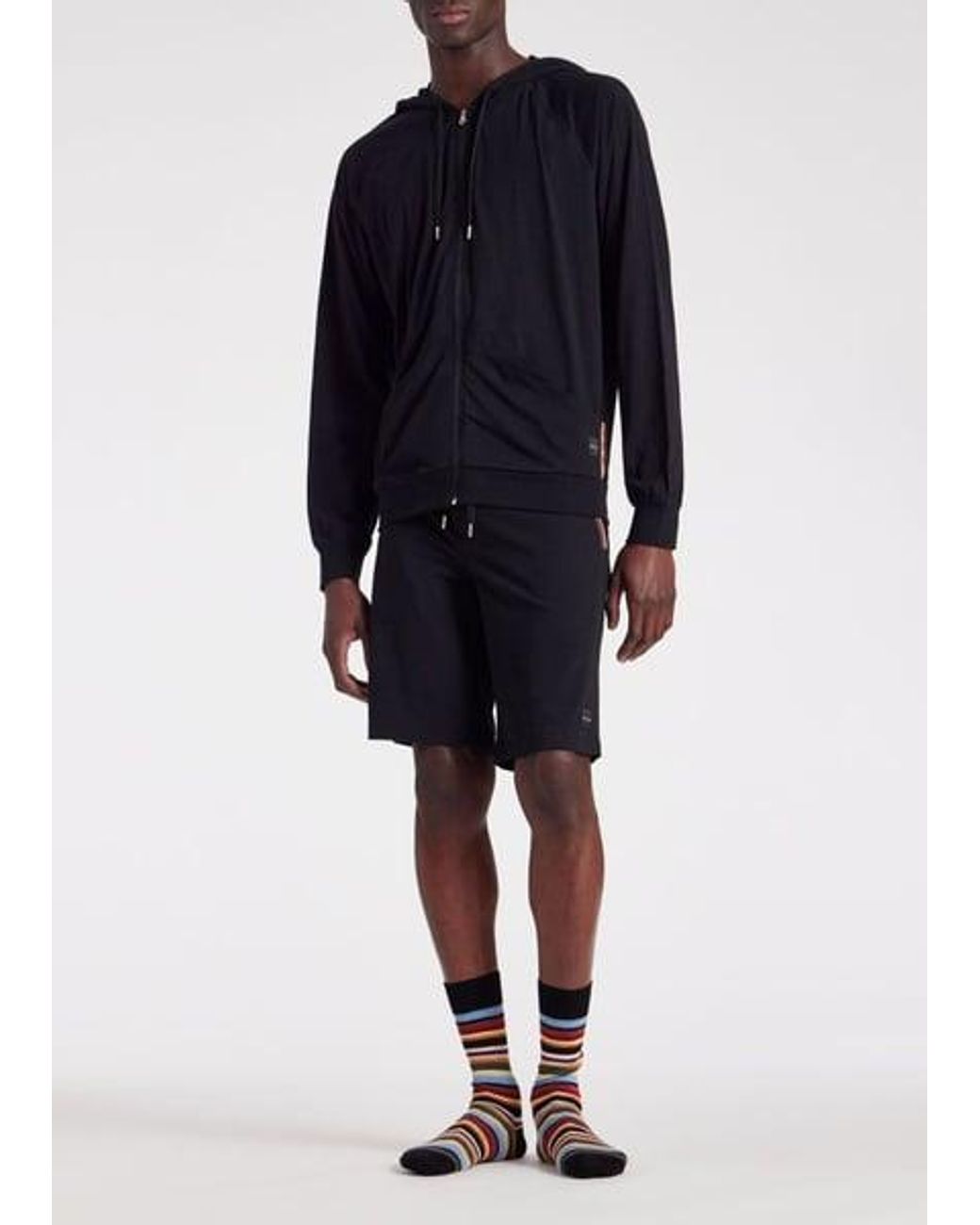 Paul Smith Black Cotton Jersey Zip Hoodie for men