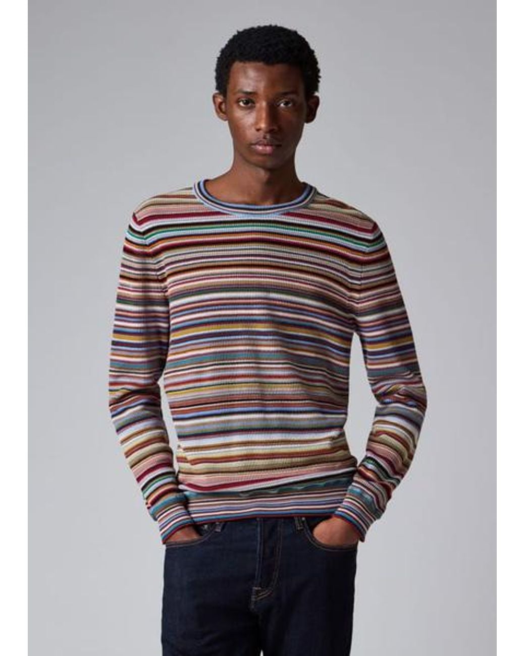Paul Smith Multicolor 'Signature Stripe Textured-Cotton Sweater for men