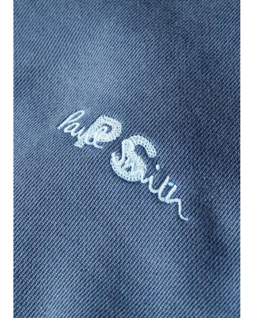Paul Smith Blue Cotton Quarter-Zip Sweatshirt for men
