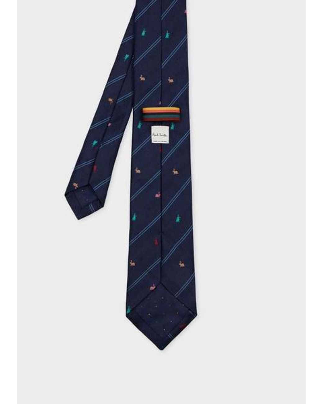 Paul Smith Blue Silk 'Rabbit' Pinstripe Tie for men
