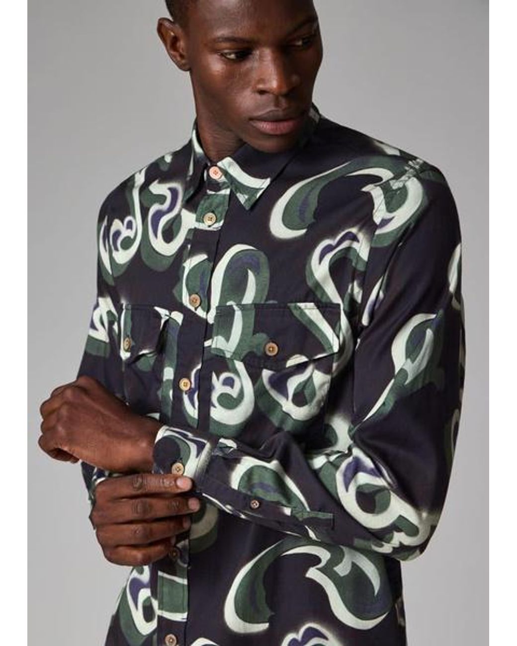 Paul Smith Black 'Waltzer' Lyocell-Cotton Long Sleeve Shirt for men