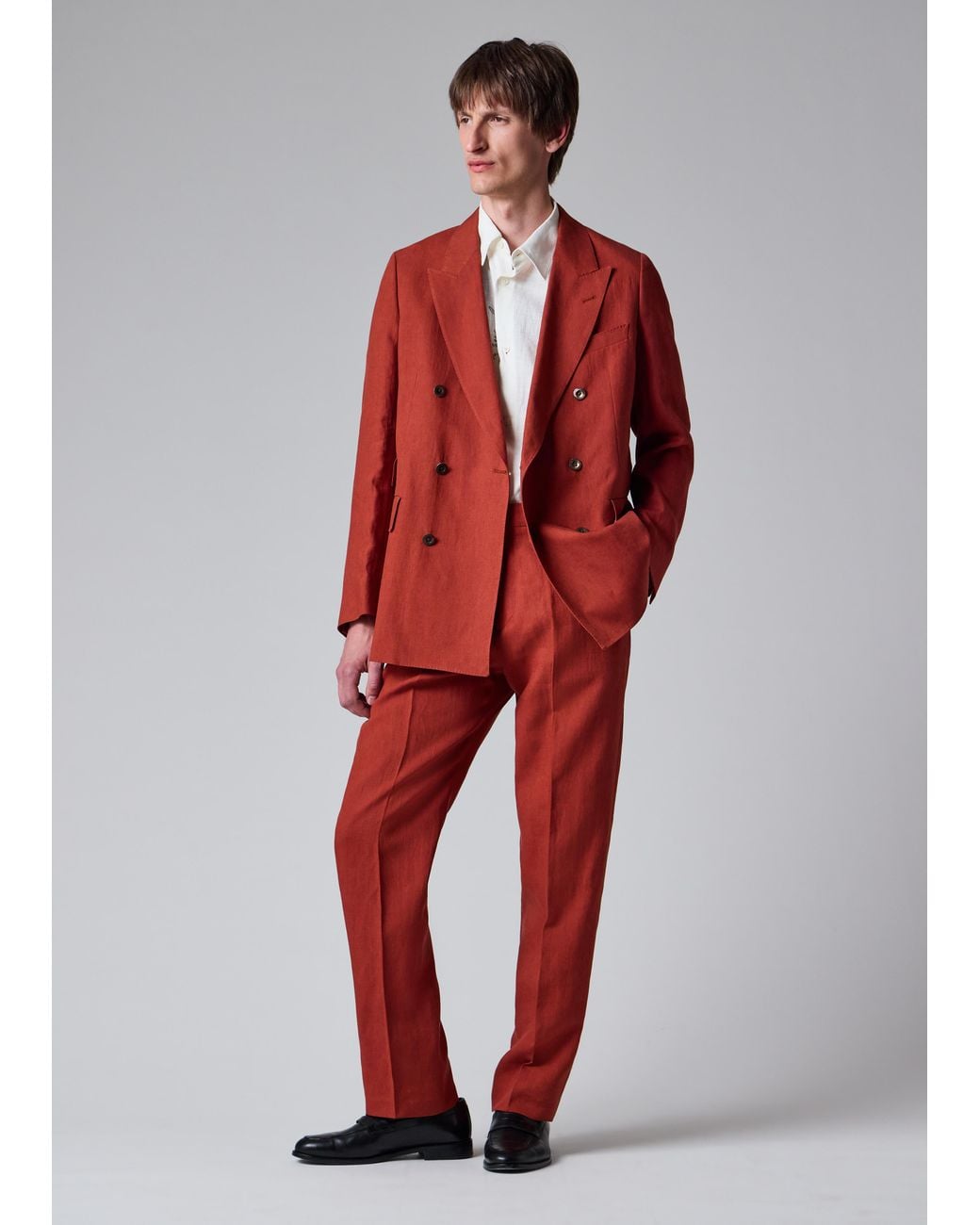 Paul Smith Red Rust Linen Trousers for men