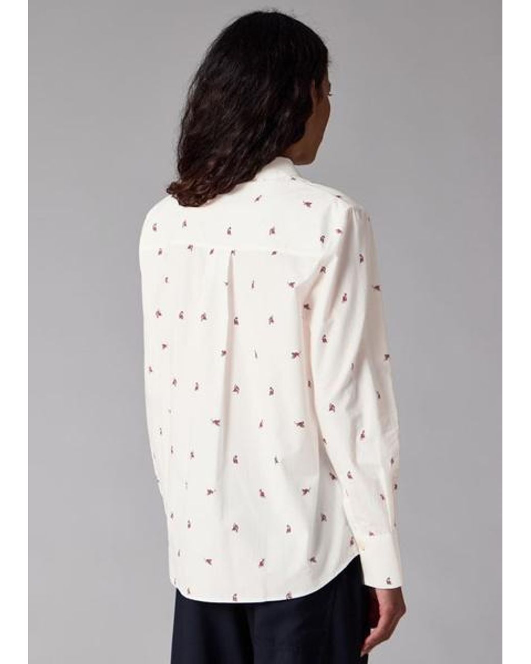 Paul Smith White Ecru 'Ditsy Cat' Cotton Shirt