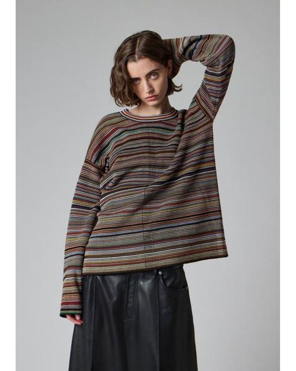 Paul Smith Gray Oversized 'Signature Stripe' Sweater