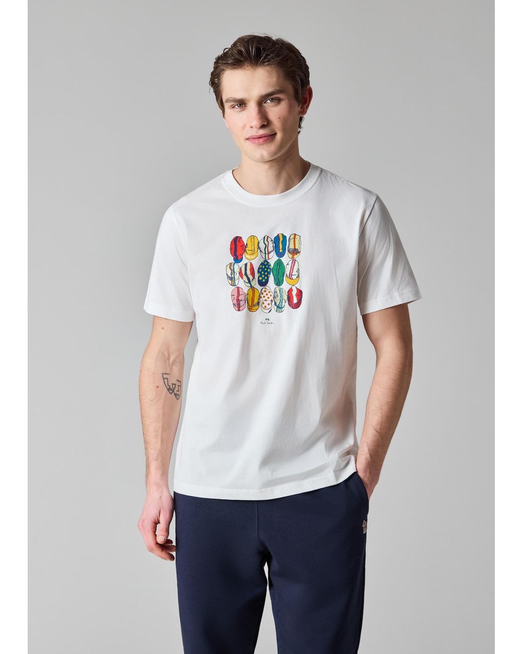 Paul Smith White 'Cycling Caps' Cotton T-Shirt for men