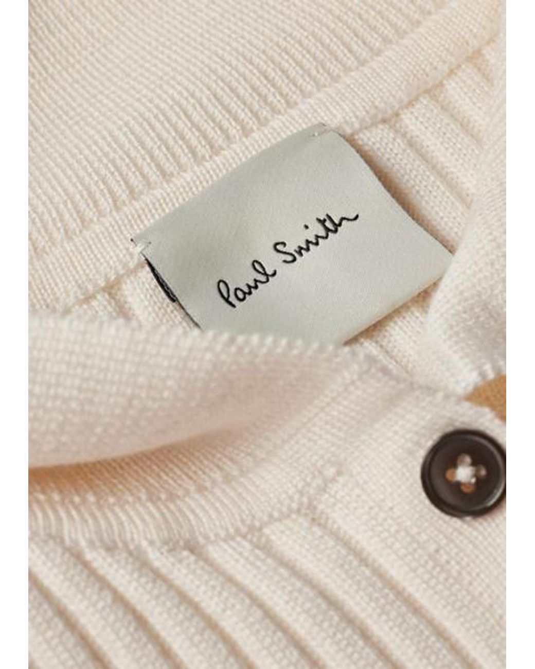 Paul Smith Natural Ecru Ribbed Knit Sailor-Collar Button Sweater
