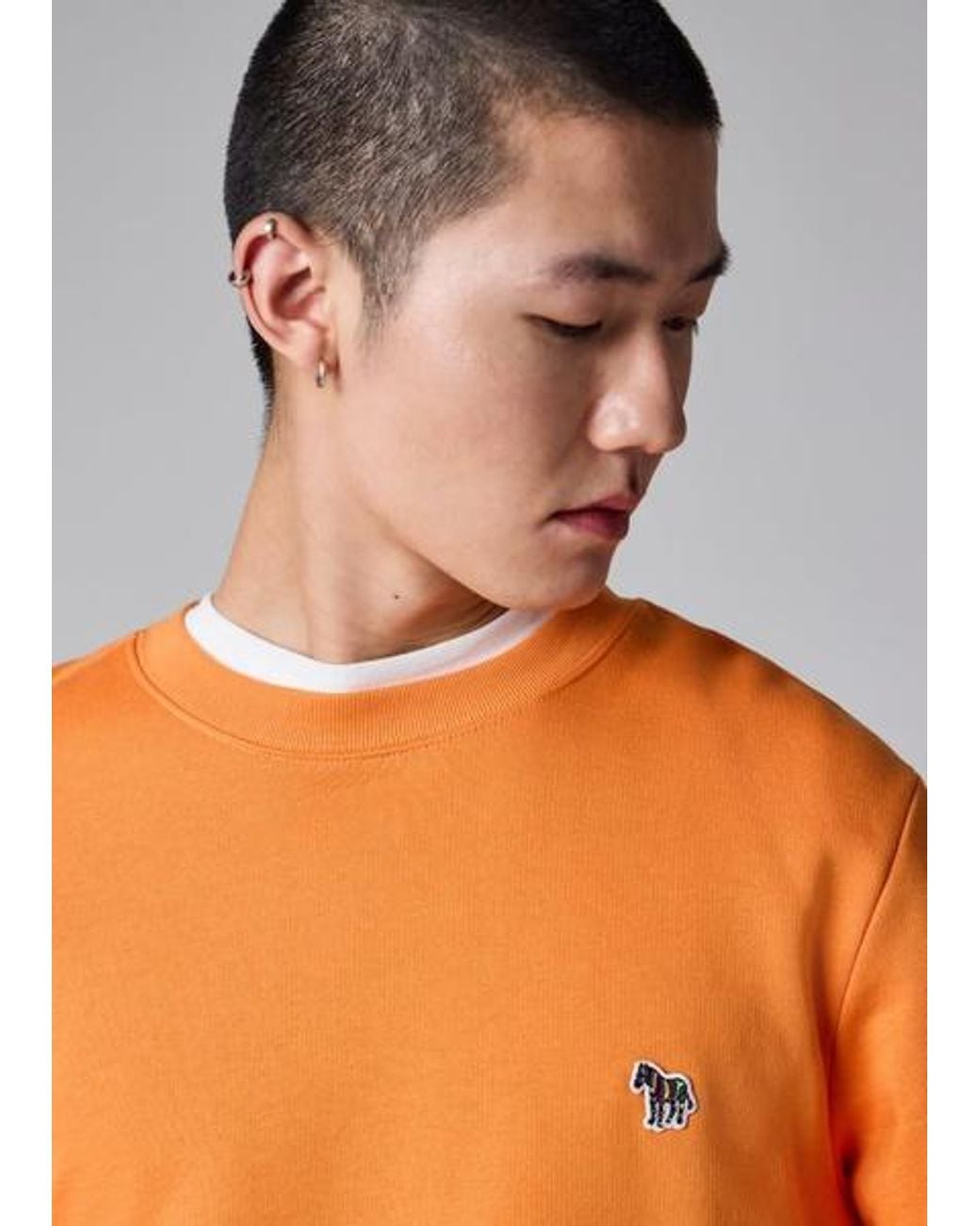 Paul Smith Orange Organic Cotton Zebra Logo Sweatshirt for men
