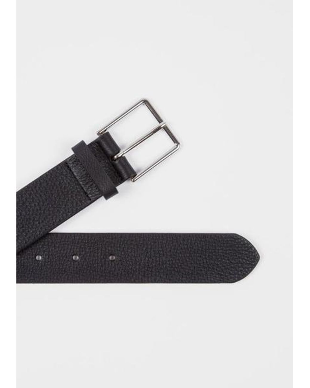 Paul Smith Black Grained Leather 'Signature Stripe' Belt for men