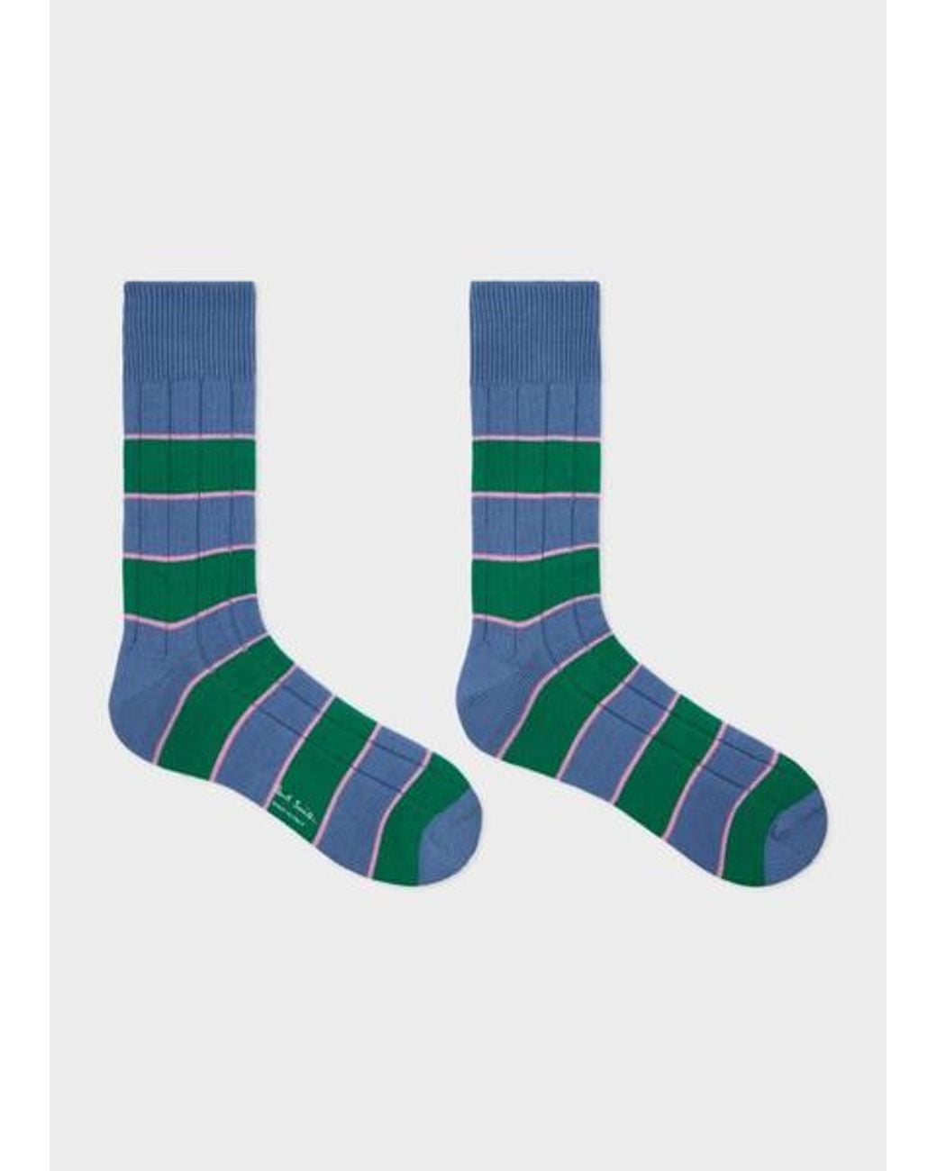 Paul Smith Blue And Cotton-Blend Rib Socks for men