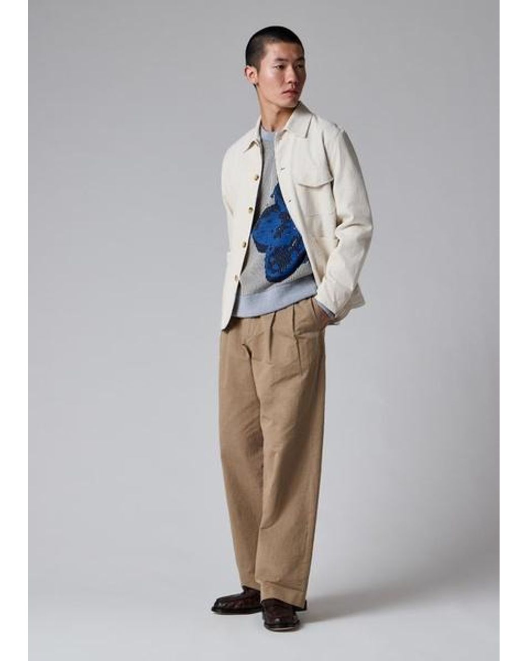 Paul Smith Gray And 'Zine Floral' Cotton Sweater for men