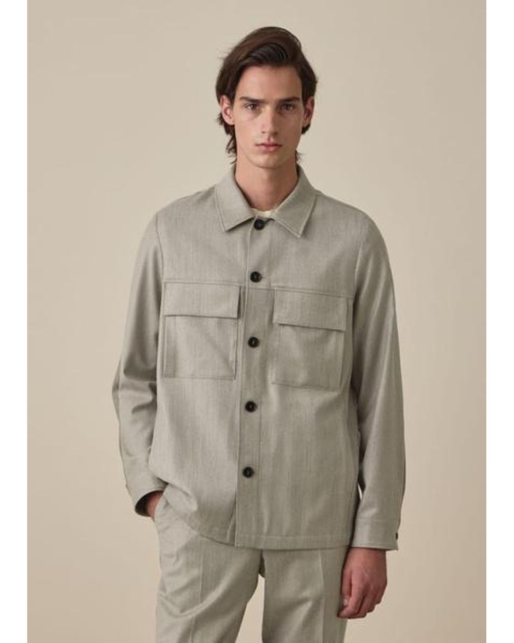 Paul Smith Natural Wool-Cashmere Flannel Overshirt for men