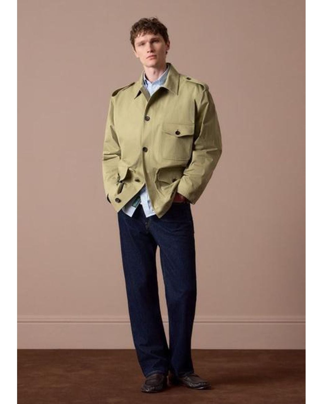 Paul Smith Blue Cotton Herringbone Field Jacket for men