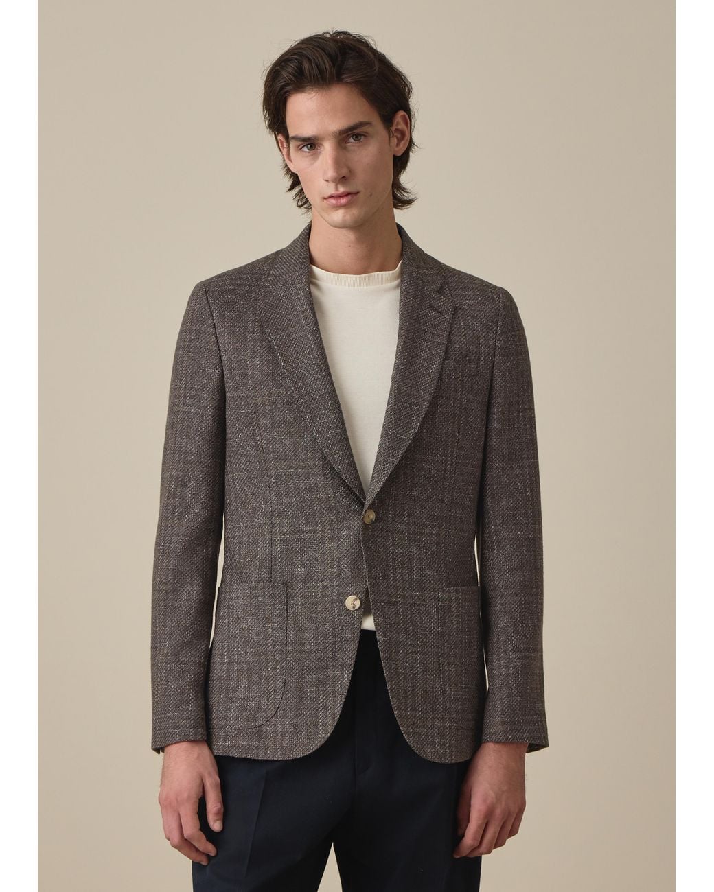 Paul Smith Gray Check Wool Patch-Pocket Buggy-Lined Blazer for men
