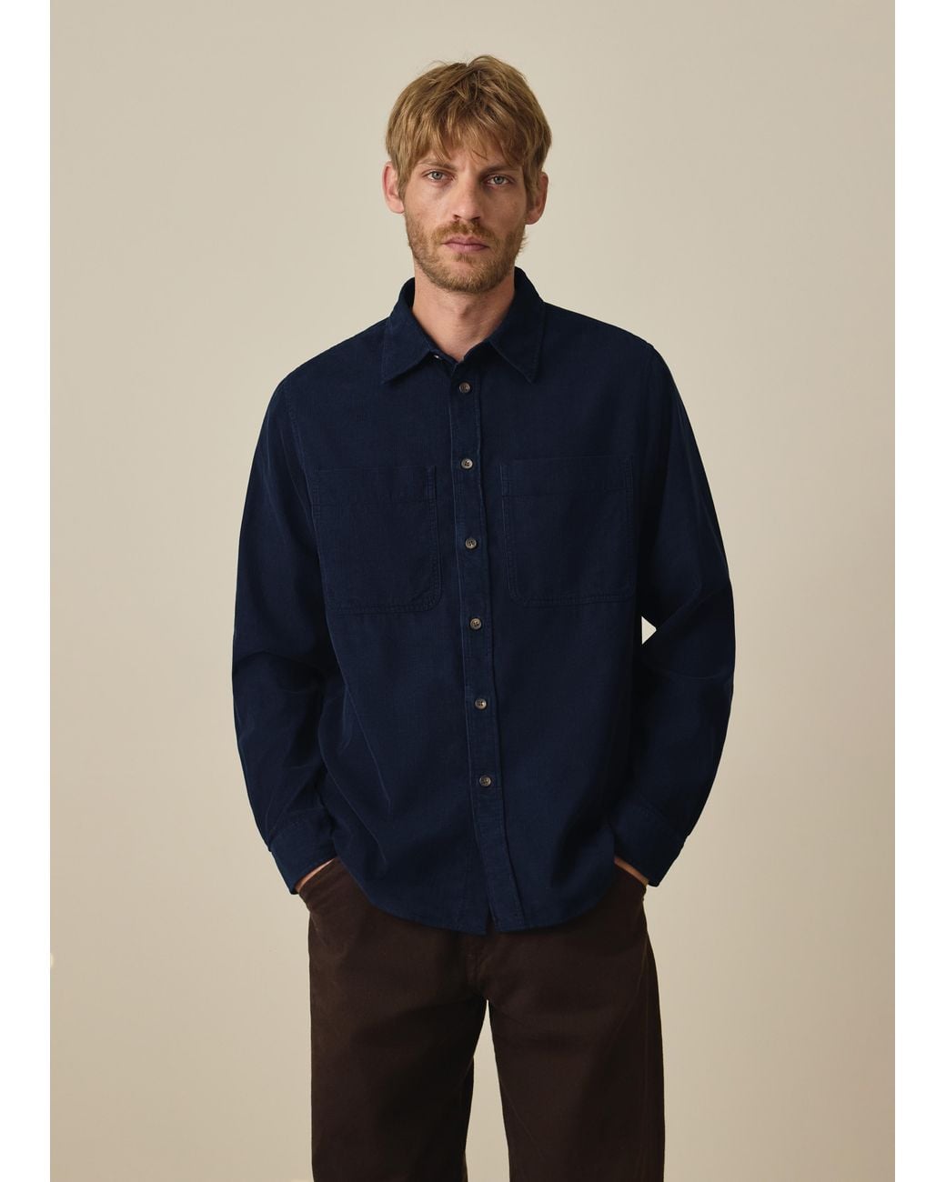 Paul Smith Blue Corduroy Patch-Pocket Shirt for men