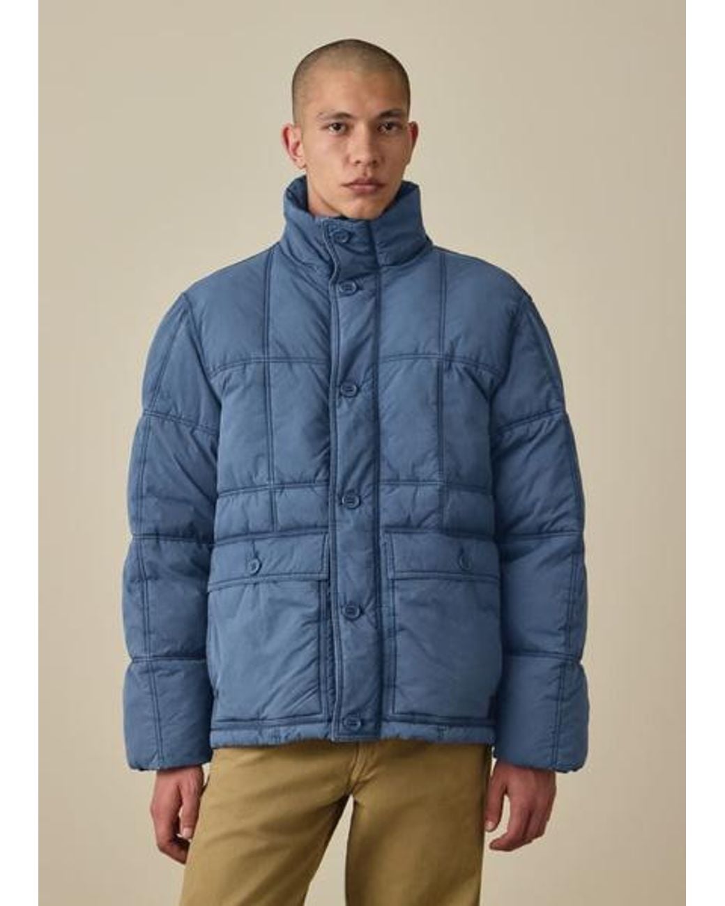 Paul Smith Blue Enzyme-Washed Padded Jacket for men