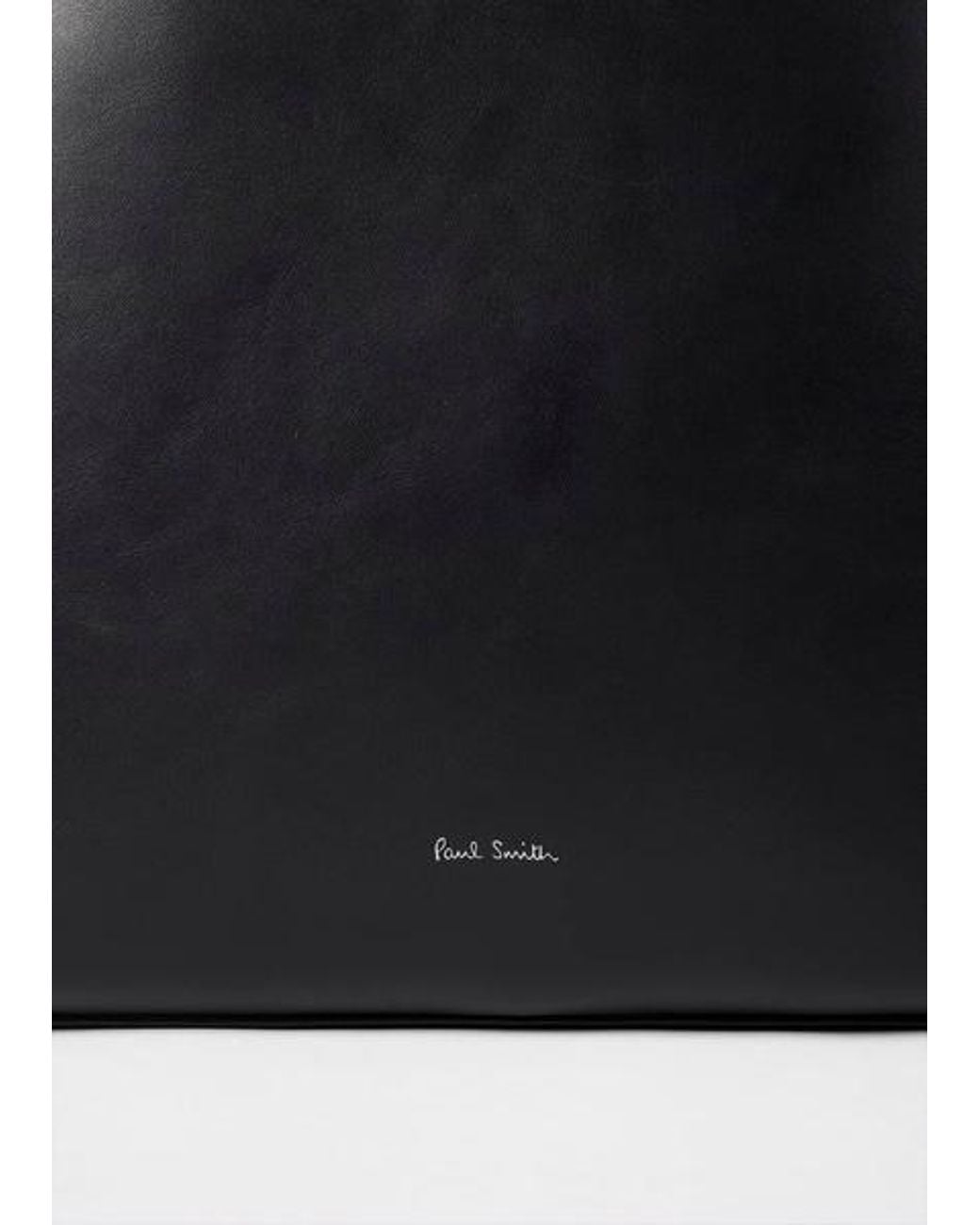Paul Smith Black Leather 'Signature Stripe' Backpack for men