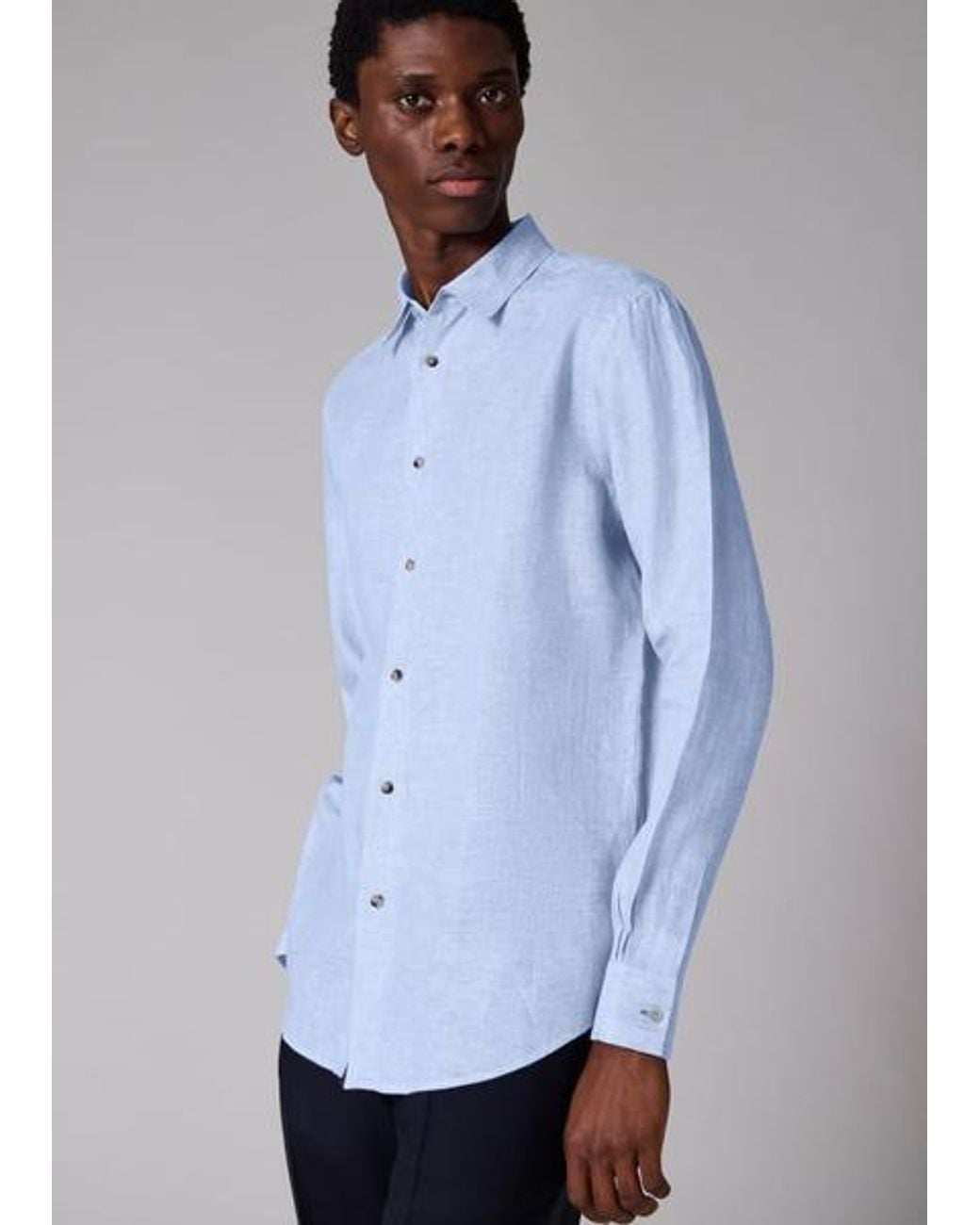 Paul Smith Blue Light Linen Shirt for men