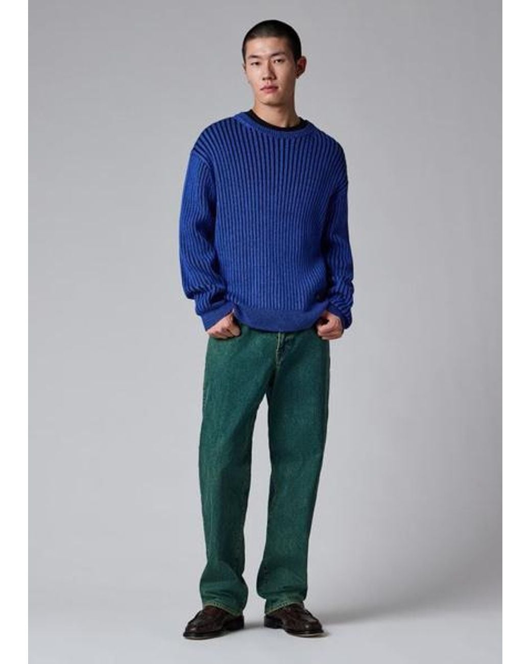 Paul Smith Blue Ribbed Cotton And Wool-Blend Sweater for men