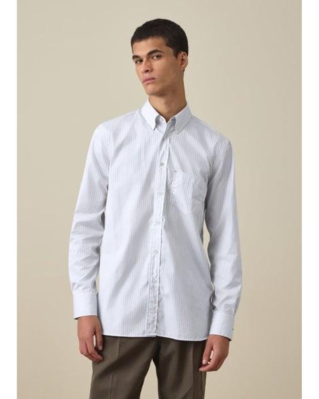 Paul Smith White Regular-Fit Stripe Button-Down Shirt for men