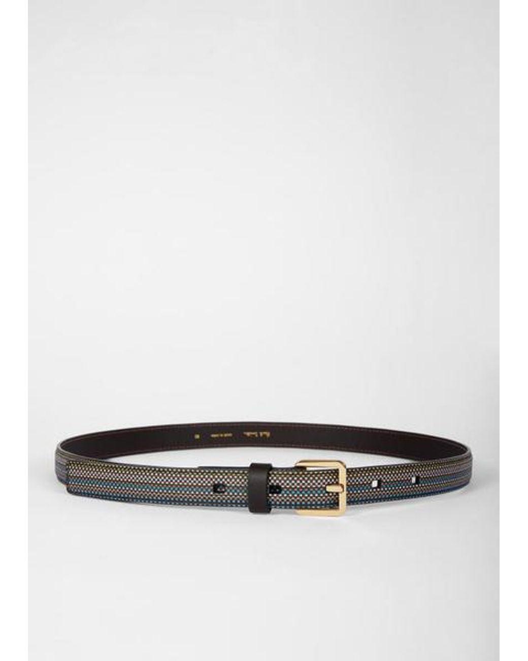 Paul Smith Natural 'Signature Stripe' Check Belt