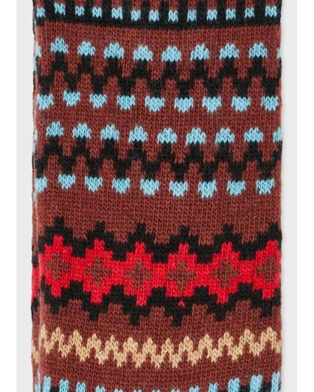 Paul Smith Red Wool-Blend Fair Isle Socks