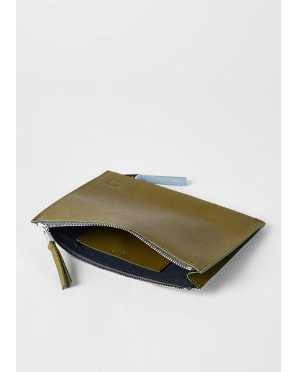 Paul Smith Green Khaki Two-Tone Zip Travel Pouch for men