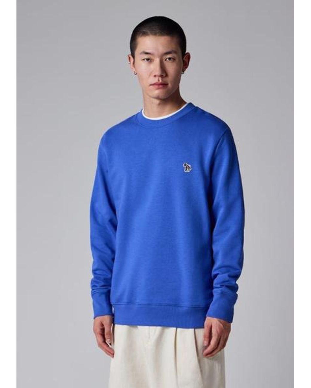 Paul Smith Blue Mid Organic Cotton Zebra Logo Sweatshirt for men