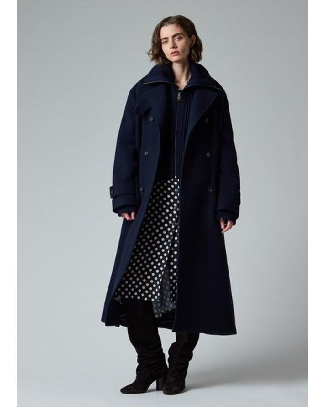 Paul Smith Blue Wool-Blend Cocoon Coat