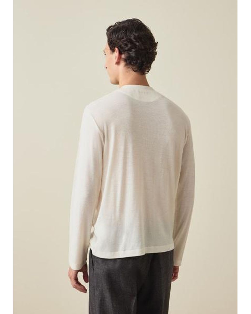 Paul Smith Natural Ribbed Wool Henley Top for men