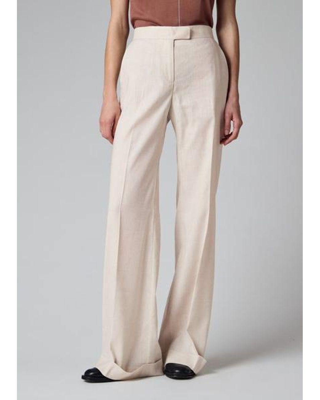 Paul Smith White Ivory Linen-Wool Wide-Leg Trousers