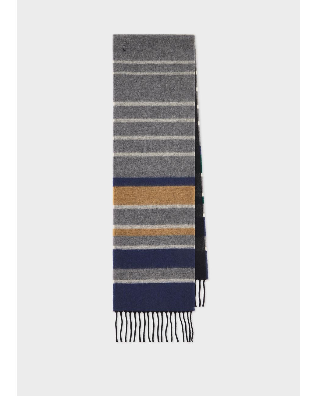 Paul Smith Gray Merino-Cashmere Stripe Scarf for men