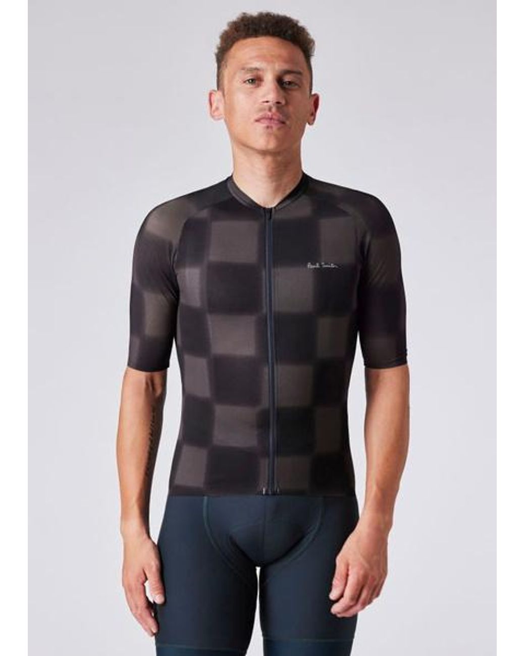 Paul Smith Black Checkerboard Race Cycling Jersey for men