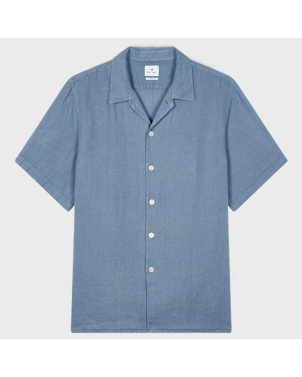 Paul Smith Blue Linen Short-Sleeve Shirt for men