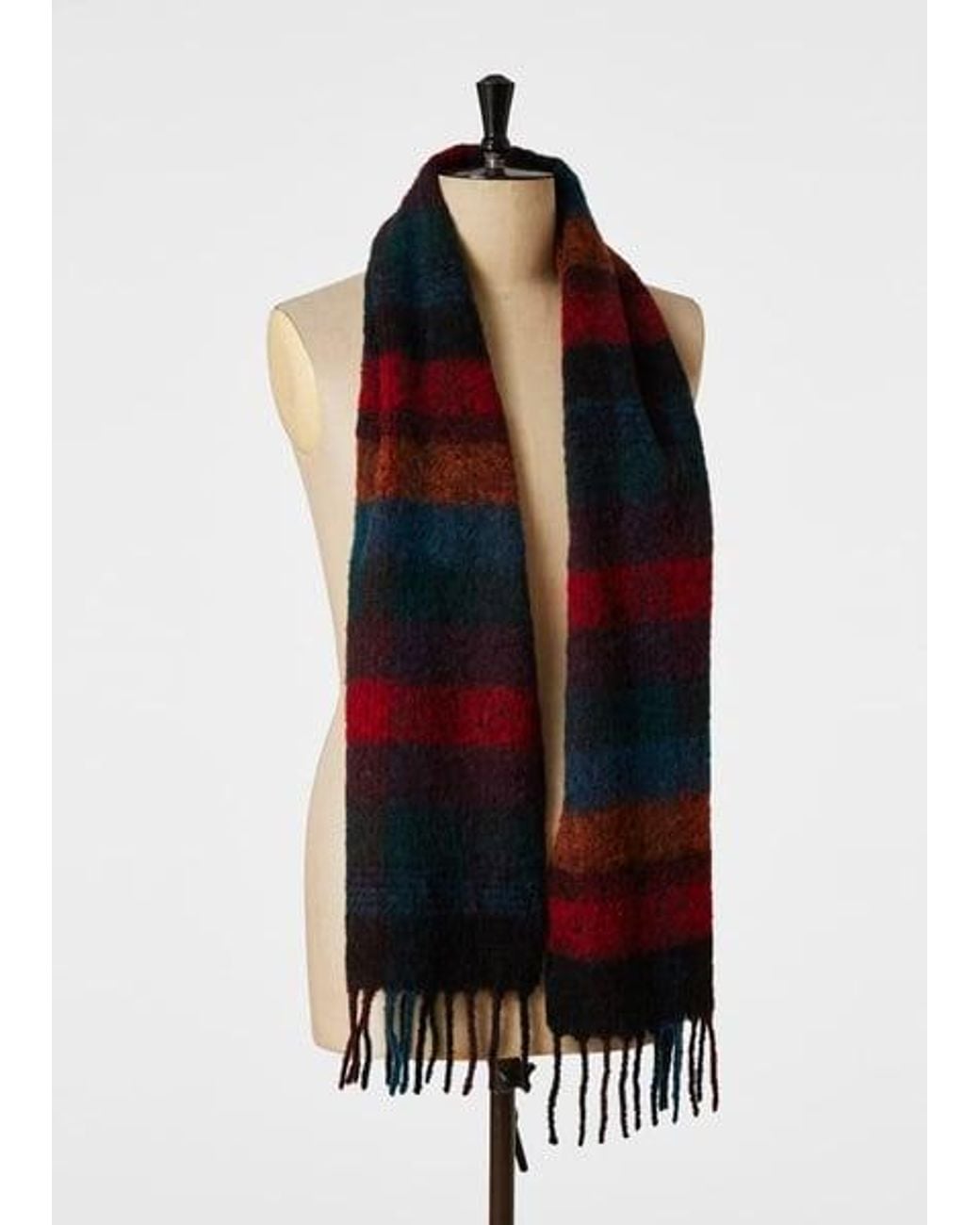 Paul Smith Red Merino Wool Check Scarf for men