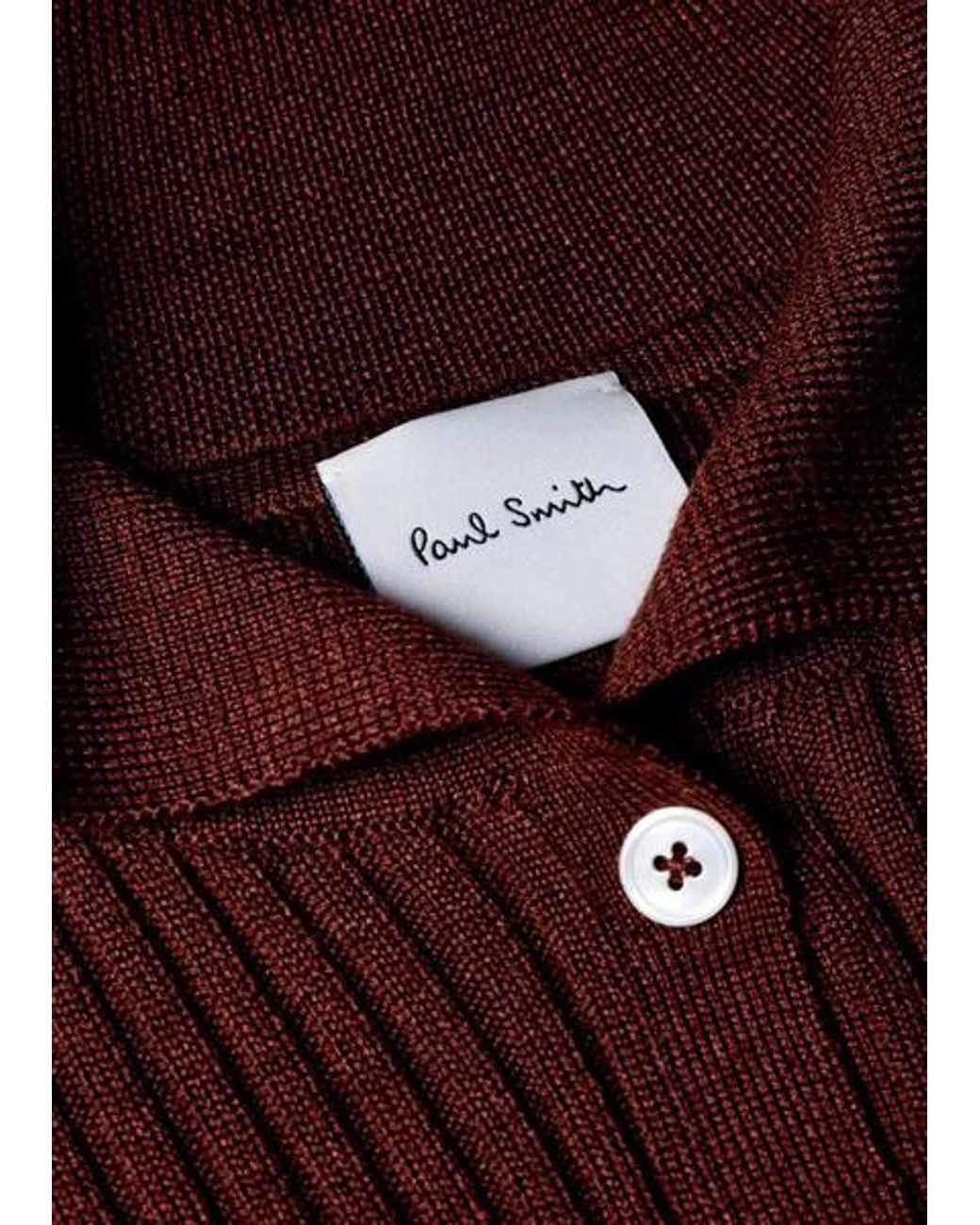 Paul Smith Red Ribbed Knit Sailor-Collar Button Sweater