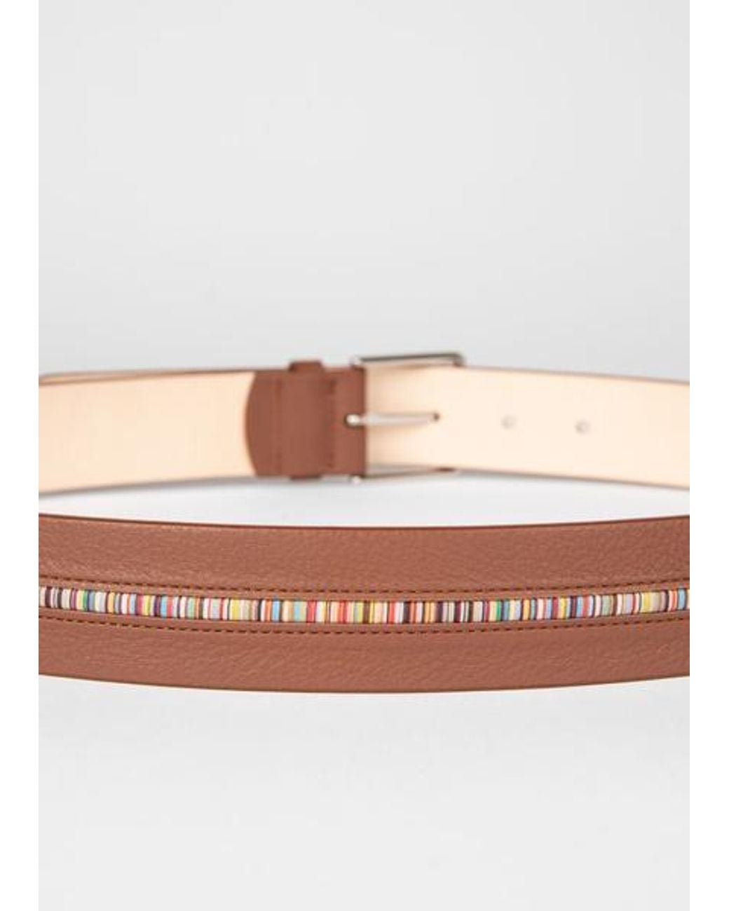 Paul Smith Brown 'signature Stripe' Leather Belt for men