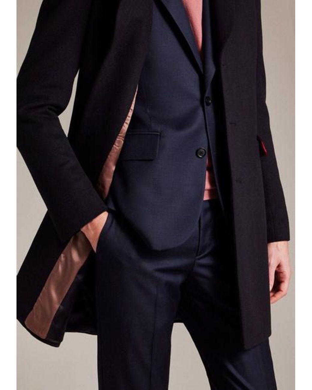Paul Smith Navy Blue Wool-cashmere Epsom Coat for men