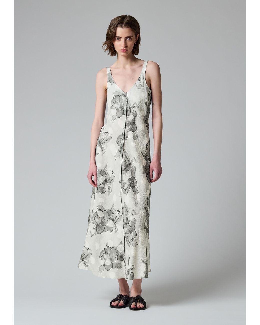 Paul Smith White 'Blurred Polka Dot Floral' Dress