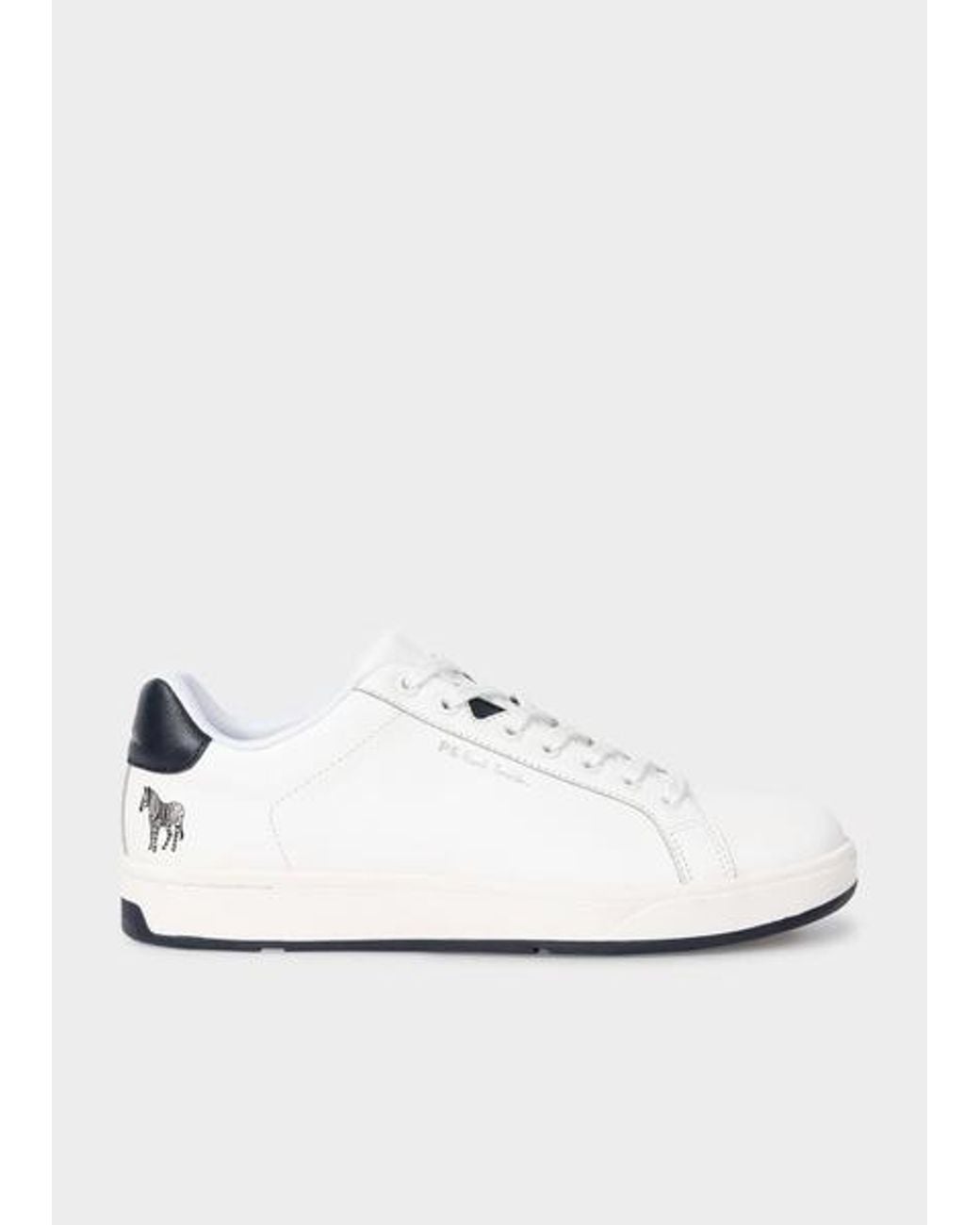 Paul Smith White Leather 'Albany' 'Zebra' Trainers for men