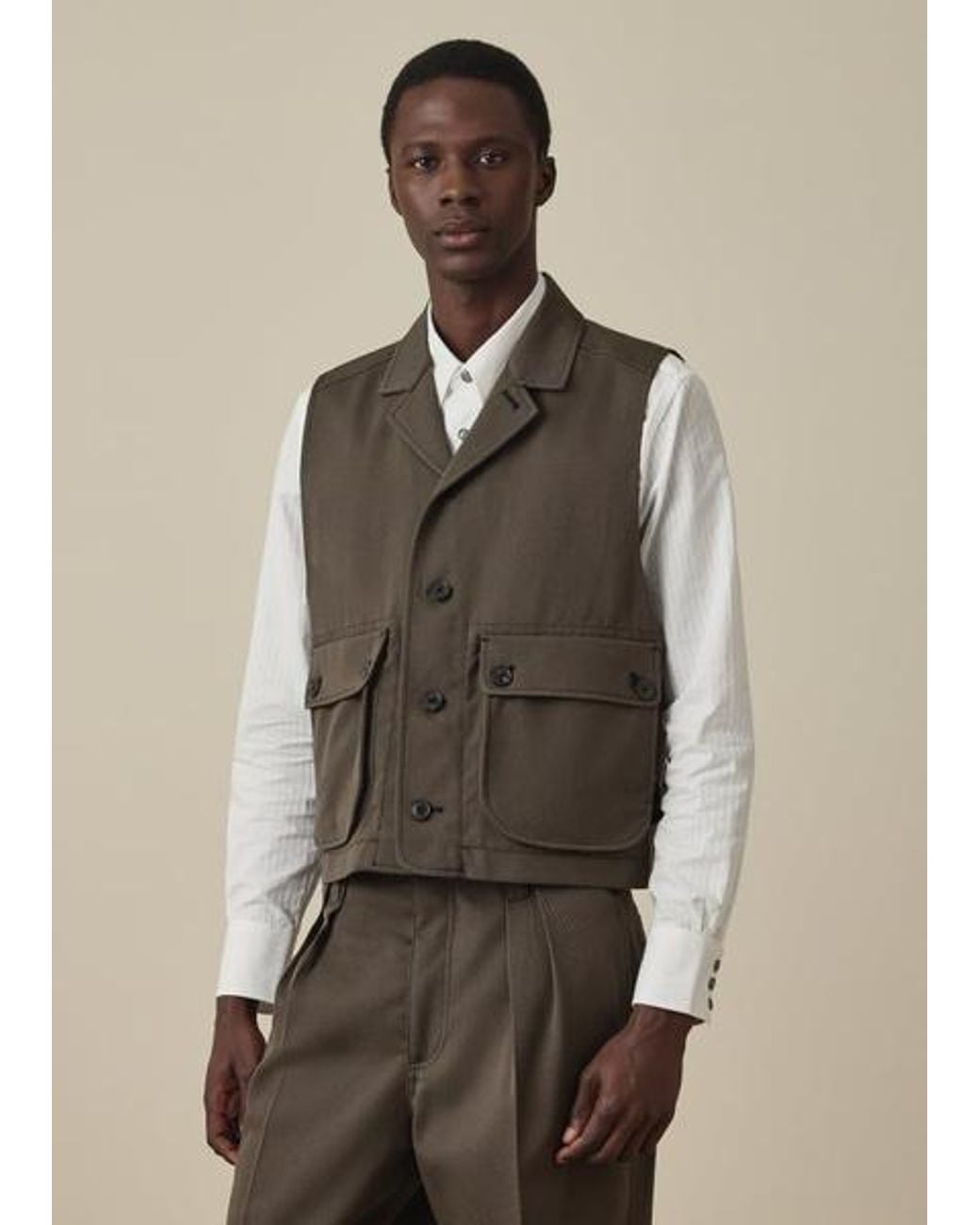 Paul Smith Brown Wool-Twill Vest Jacket for men