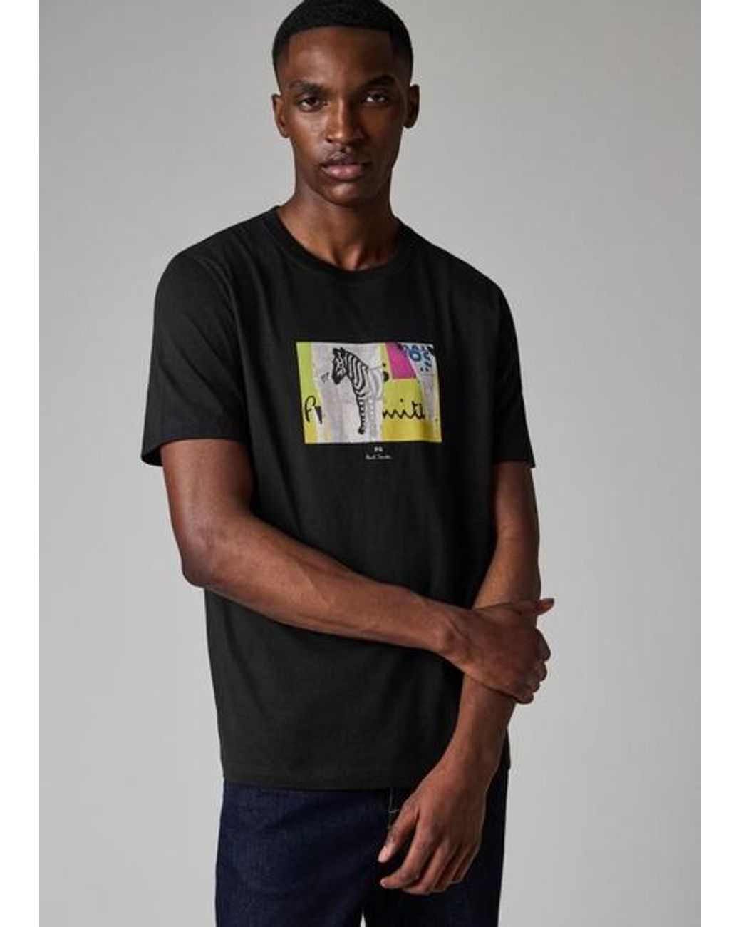 Paul Smith Black Organic-Cotton 'Patch Zebra' T-Shirt for men
