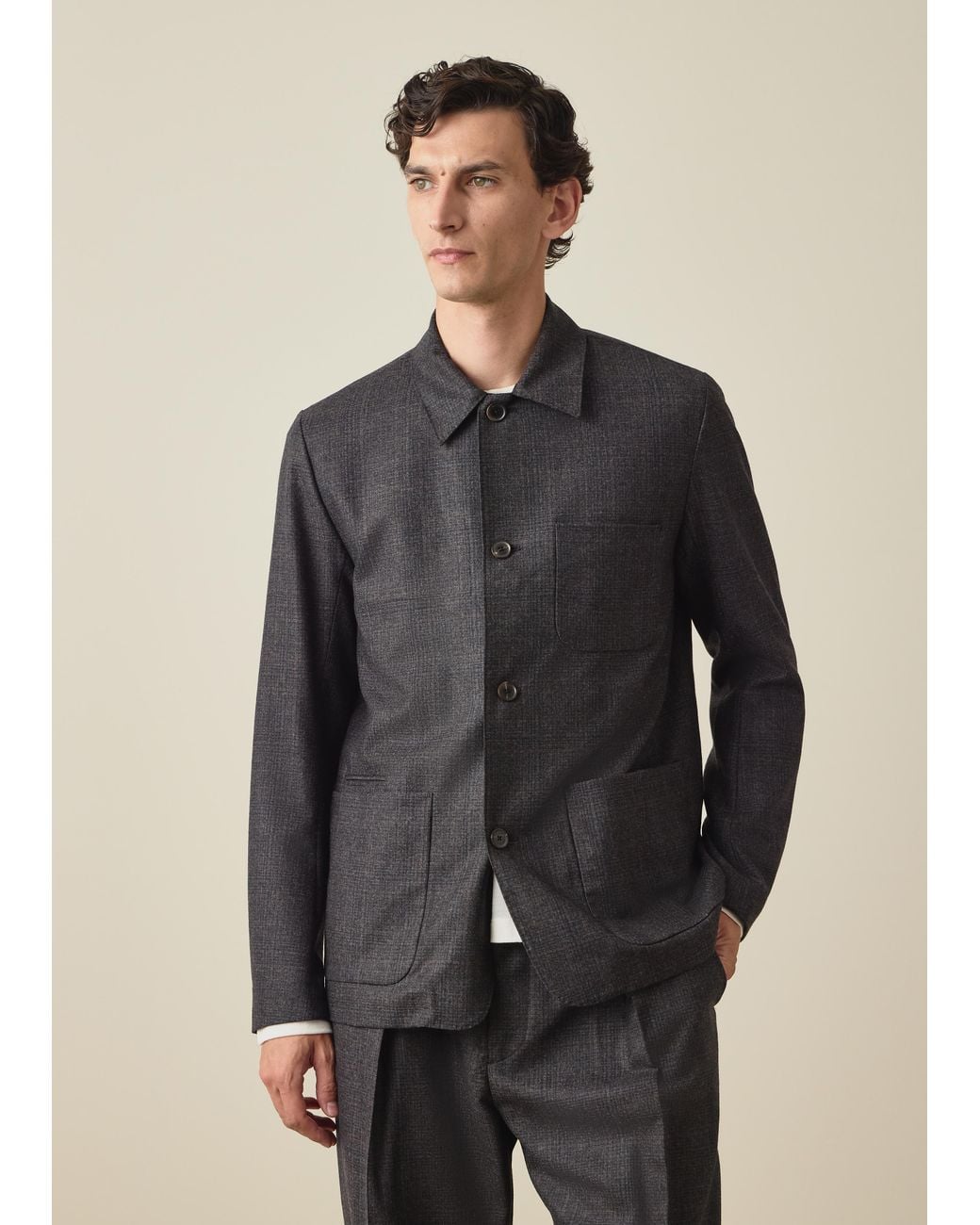 Paul Smith Black And Check Wool Work Jacket for men